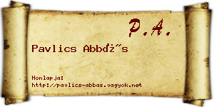 Pavlics Abbás névjegykártya